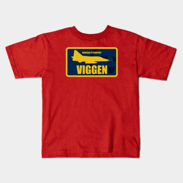 Swedish Air Force Viggen Patch Kids T-Shirt by TCP